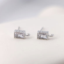 Load image into Gallery viewer, Rectangular CZ Earring Post With Loop, S925 Silver Pin Nickel Free Post, 18K gold Plated, Hypoallergenic Earring Findings S1181