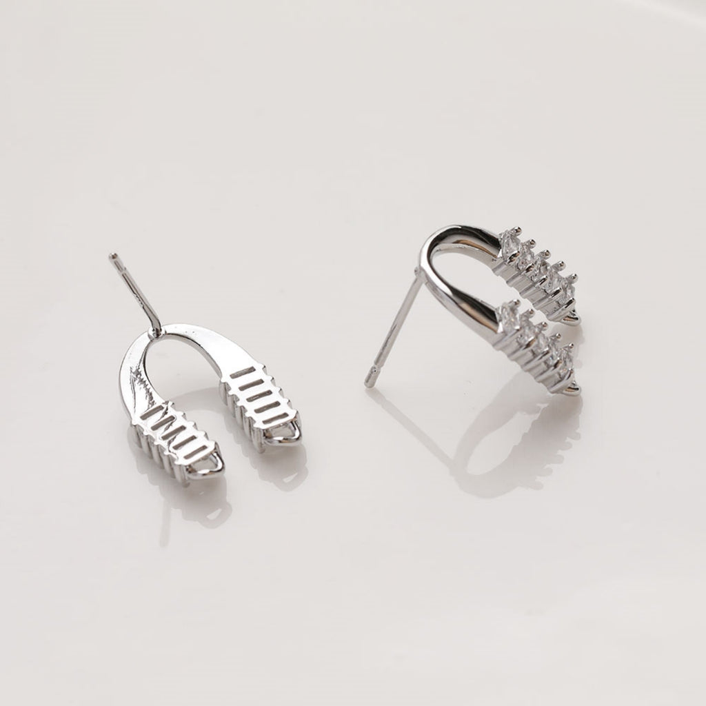 Poste para aretes en forma de U de oro de 14 quilates con dos presillas, pendientes de arco, pendientes de plata S925 sin níquel, accesorios hipoalergénicos GZ399