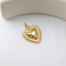 Cargar imagen en el visor de la galería, Dijes de corazón con pavé cúbico multicolor, chapados en oro de 18 quilates con pavé de circonitas cúbicas, colgantes para pulseras y collares, accesorios de joyería S1227