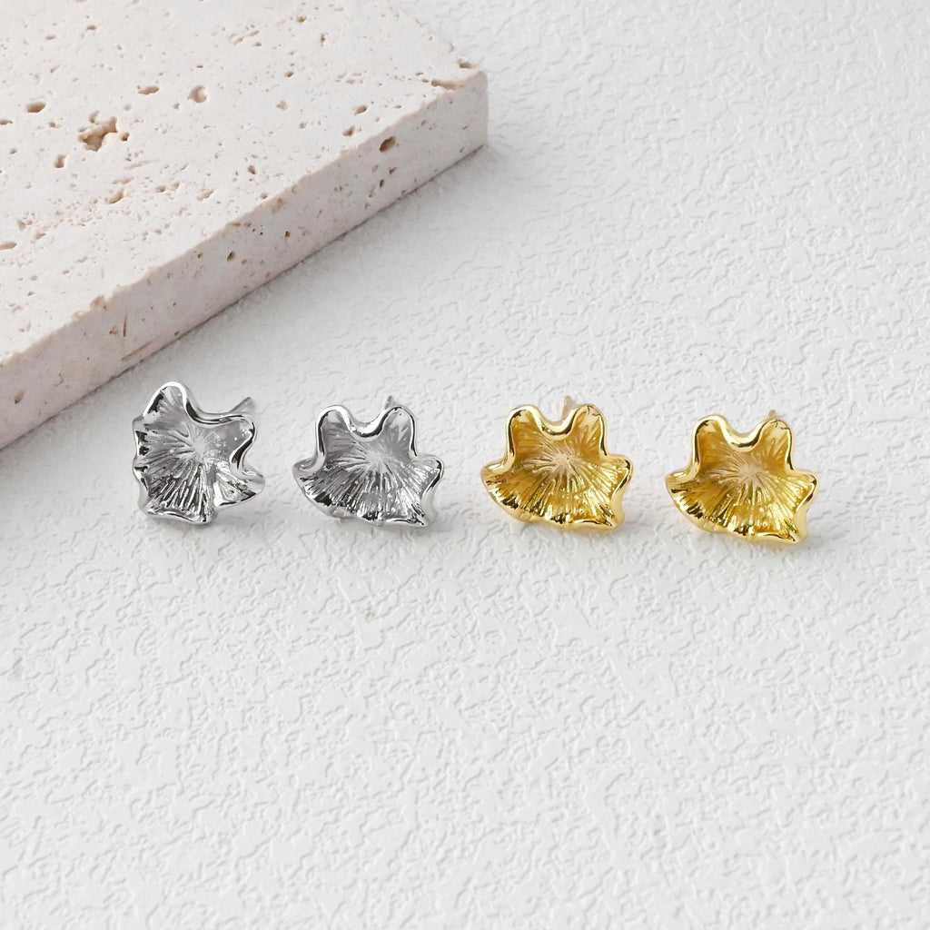 Flower Earring Post, 18K Real Gold Plated Brass Stud Earring With Loop, s925 silver pin, Nickel Free, Earring Finding D0482