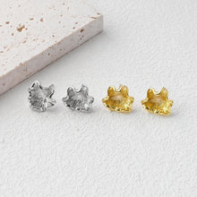 Load image into Gallery viewer, Flower Earring Post, 18K Real Gold Plated Brass Stud Earring With Loop, s925 silver pin, Nickel Free, Earring Finding D0482