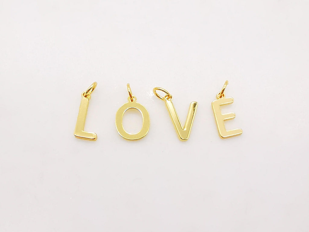 Alphabet Letter Charm, 18K Shiny Gold Plated Initial Charm, Personalized Minimalist Letter Charm for Necklace Bracelet Making S263