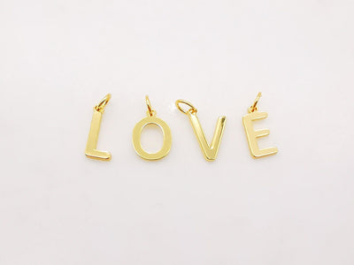 Alphabet Letter Charm, 18K Shiny Gold Plated Initial Charm, Personalized Minimalist Letter Charm for Necklace Bracelet Making S263