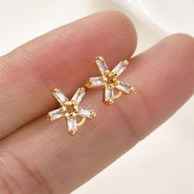 Load image into Gallery viewer, Star Pave Crystal Beads Earring Post, Gold/Silver, S925 Silver Pin Nickel Free Earrings, Hypoallergenic Earring Findings LL181