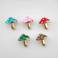 Load image into Gallery viewer, Enamel Mushroom Beads, Fruit Spacer Beads, Large Hole Gold Plated Beads, 18K Gold Plated,  Bracelet Necklace Making Jewelry Finding S1109
