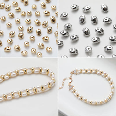 Double-hole Spacer Beads, Diamond-shaped Beads, Gold Plated, Bracelet Necklace Making Jewelry Finding GZ525