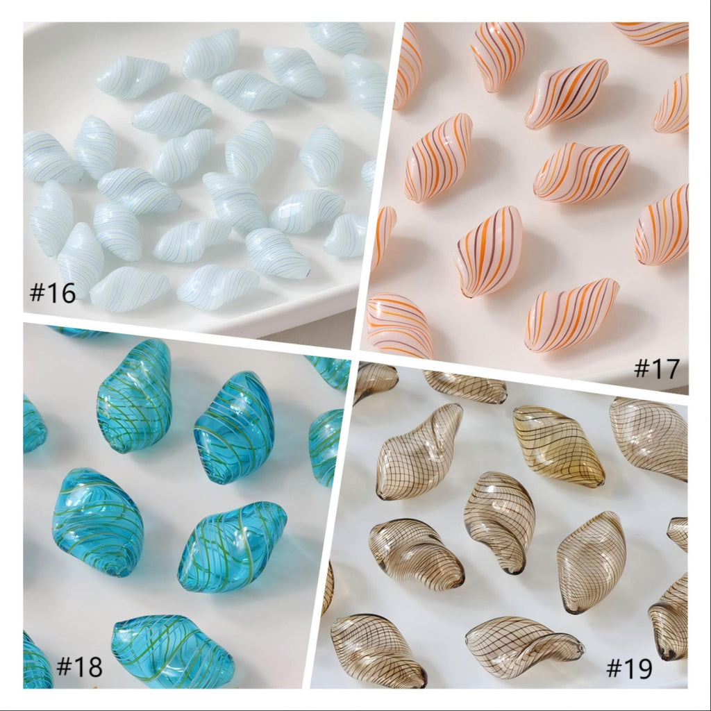 Colourful Patterned Glass Bubble Beads, Irregular Twisted Glass Beads, Hand Blown Hollow Globes for Jewelry Making, DIY Beads Finding GZ777