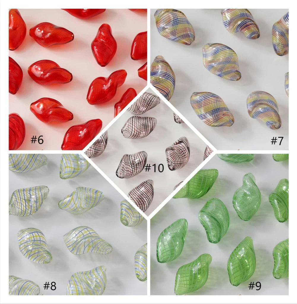 Colourful Patterned Glass Bubble Beads, Irregular Twisted Glass Beads, Hand Blown Hollow Globes for Jewelry Making, DIY Beads Finding GZ777