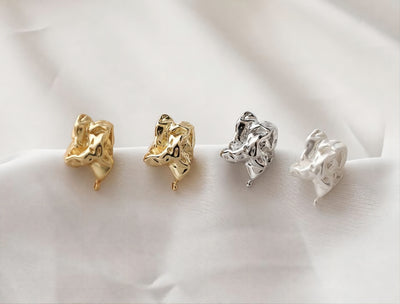 Irregular Ear Post With Loop, S925 Silver Ear Pin Nickel Free Earrings, Gold/Silver Ear Stud, Hypoallergenic Earring Findings G005