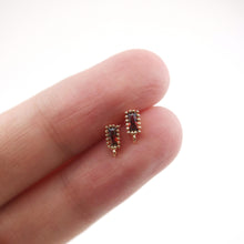 Load image into Gallery viewer, 4pcs Rectangular Ear Post with Loops, 5 Colors Gemstone, S925 Silver Ear Pin, Nickel Free, CZ 18K Gold Plated Stud Earring Finding ZX055