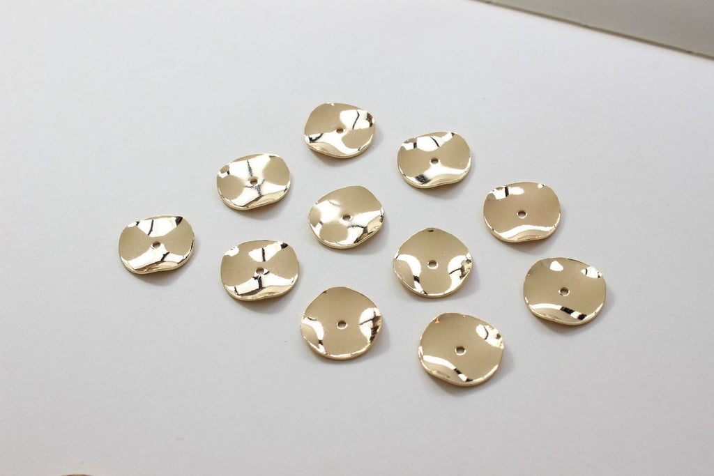 10pcs Round Spacer Beads, 10mm, 12mm, 14K Gold/Silver Plated, Dainty Earring Making Beads, Jewelry Finding GZ158