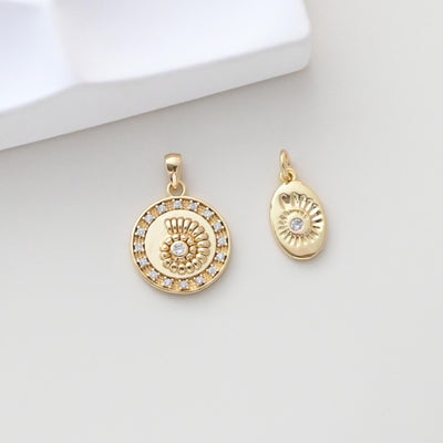 Gold Plated Seashell Charm, Round Seashell Pendant, 18k Gold Plated Brass, Bracelet Making, Jewelry Findings S1312