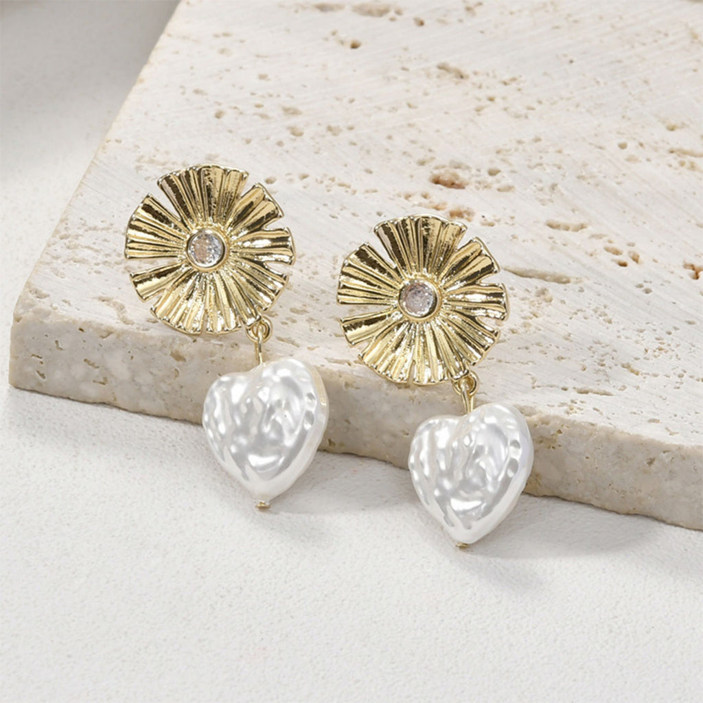 عمود قرط زهرة، قرط مرصع من النحاس المطلي بالذهب الحقيقي عيار 18 قيراطًا مع حلقة، خالٍ من النيكل، أداة العثور على القرط LL217-D0384