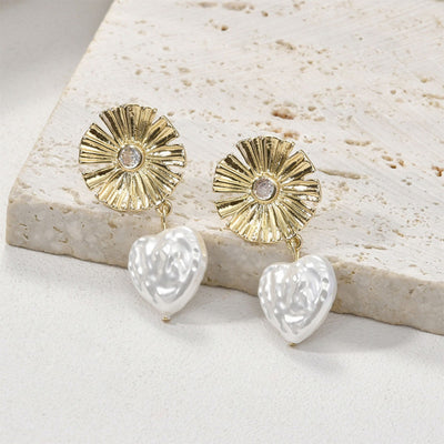 عمود قرط زهرة، قرط مرصع من النحاس المطلي بالذهب الحقيقي عيار 18 قيراطًا مع حلقة، خالٍ من النيكل، أداة العثور على القرط LL217-D0384