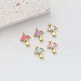 Enamel Mushroom Charm, Poisonous Mushroom, 18K Gold Plated Pendant, Necklace Making Charm, Jewelry Findings S20491