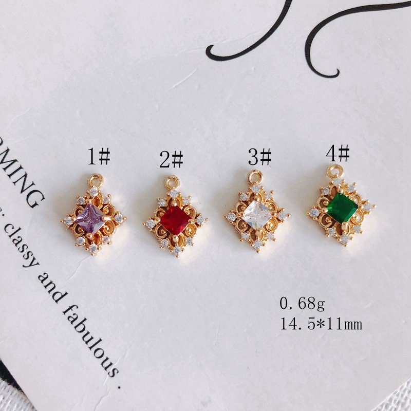 10pcs Charm with loops, Boho Pendant, Cubic Pave Pendant, Bracelet Necklace Making, Gold Plated Jewelry Findings MY071-F175