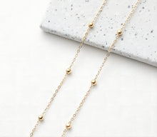 Load image into Gallery viewer, 14K Gold Beads Oval Chain, 1mm, 1.5mm, 2mm in Flat, Necklace Link Chain, Unfinished Chain, Hypoallergenic, Necklace Making Findings GT008