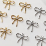 CZ Pave Bow Tie Connector, Cubic Pendant, Earring Connectors, Real Gold Plated Brass Earring Charms, Jewelry Findings GZ657