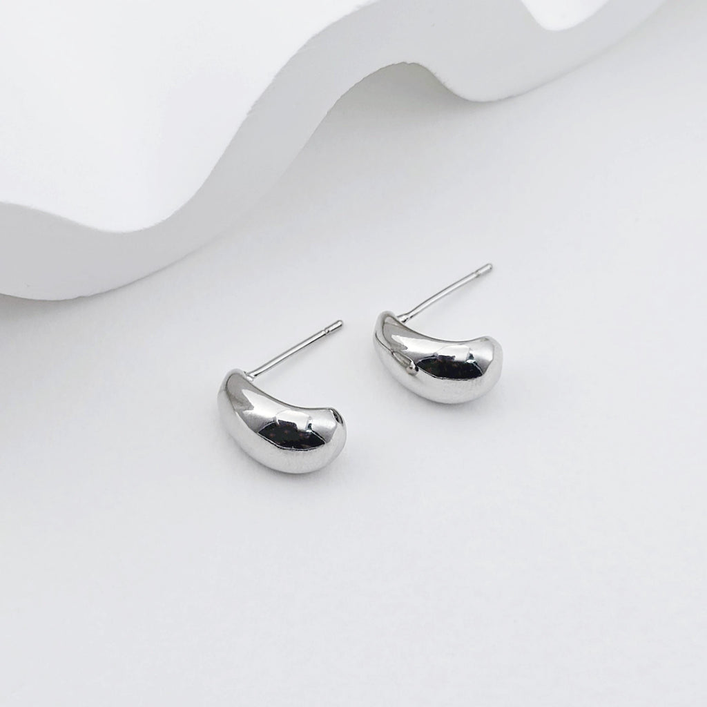 عمود قرط ذهبي مصقول، أقراط من الذهب عيار 18 قيراطًا خالية من النيكل، دبابيس أذن من الفضة S925، 13 × 16 مم، قرط أذن بيضاوي الشكل مع حلقة S1248-D0578