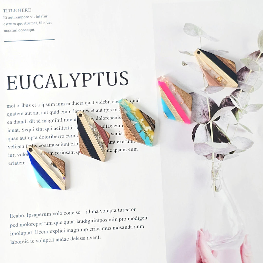 Rhombus Wooden Pendant, Wooden Pendant, Natural Pendant, Natural Jewelry Findings, Necklace Earring Making Findings JT1004