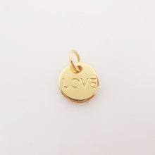 Load image into Gallery viewer, 10PCS Gold Love Charms, 18K shiny Gold Plated Love Pendant, Tiny Round Pendant,  Necklace Making Charms, Jewelry Findings S331