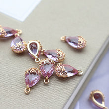 Load image into Gallery viewer, 10pcs- Crystal Tiny Teardrop Charms, 10 Colors You Choose, 14K Gold Plated Teardrop Pendant, 8*12mm, Jewelry Findings JY084-F112
