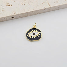 Load image into Gallery viewer, Enamel Evil Eye Charm, 18K Gold Plated Eye Pendant, 20mm, Necklace Making Charm, Jewelry Findings S1283
