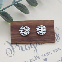 Load image into Gallery viewer, Woven Round Earring Post, 14K Gold Plated, S925 Silver Pin, Nickel Free Earrings, Irregular Shape Ear Stud with Loop ZX180