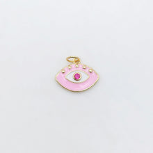 Load image into Gallery viewer, Enamel Evil Eye Charm, 18K Gold Plated Eye Pendant, 16mm, Necklace Making Charm, Jewelry Findings S20510