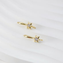 Load image into Gallery viewer, Hexagram Zircon Ear Wire Hook, Gold Plated Star Earring Hook, Hypoallergenic Hooks Earring , Handmade Earring Findings  Supplies D0092