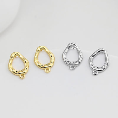 قرط أذن مطروق غير منتظم، ذهب/فضة عيار 18 قيراطًا، أقراط فضة S925 خالية من النيكل، قرط أذن مع حلقة D0424