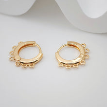 Load image into Gallery viewer, 10PCS Leverback Earring Parts with 7 loops, 18K Gold Plated Huggie Hoops Earring Parts, Ear Hoops, earring findings for Jewelry Making ZX046