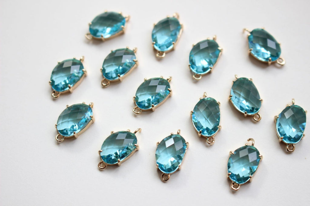 10pcs Irregular Shape Crystal Connector, Glass Connector, Glass Pendant, 18K Gold Plated, Jewelry Findings GZ425-F273