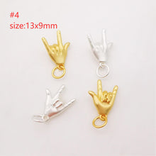 Load image into Gallery viewer, Matte Gold Hand Gestures Charm, 18K Sand Gold Plated Hand Symbol Charm Pendant, Necklace Bracelet Making charms, Jewelry Findings S624