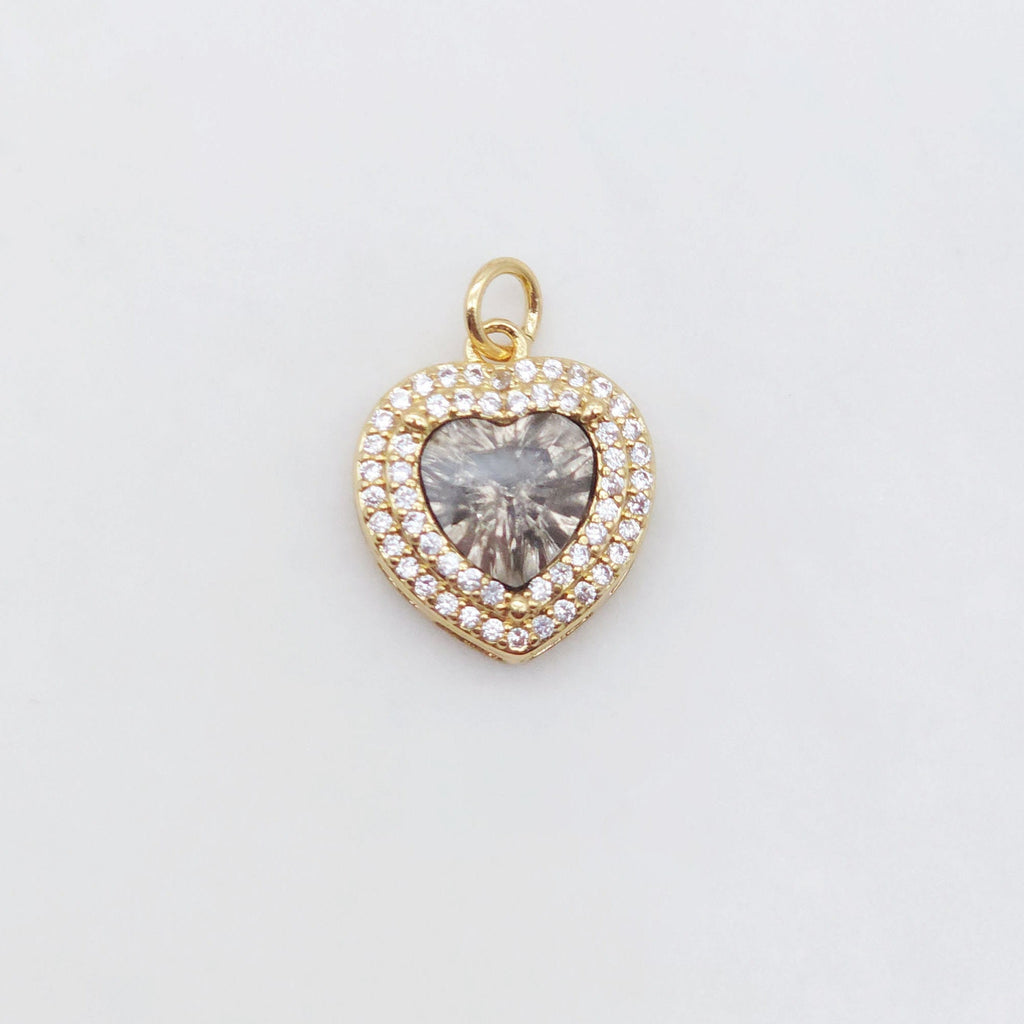 Dije de candado de corazón, colgante de corazón de cristal cúbico pavé, chapado en oro de 18 quilates, para hacer collares y pulseras, accesorios de joyería S20498