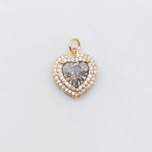 Cargar imagen en el visor de la galería, Dije de candado de corazón, colgante de corazón de cristal cúbico pavé, chapado en oro de 18 quilates, para hacer collares y pulseras, accesorios de joyería S20498