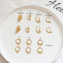 Load image into Gallery viewer, 10 Pcs Hoop Earring Findings, with loop, Clip on, 18K Gold Plated, DIY Earring Finding BY008-ZX7024