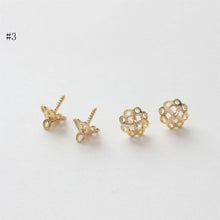 Load image into Gallery viewer, 10pcs 14K Gold Plated Peg Bail Caps, Half Drilled Bead Caps, Pearl Bead Caps, Jewelry Making GZ213-ZX7025