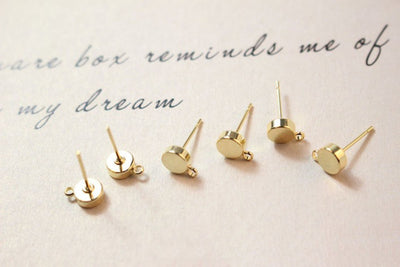 10pcs Gold  Round Earring Post With Loop, 6mm, S925 Silver Pin Nickel Free Earrings, Ear Stud Loop, Hypoallergenic Earring Findings ZX026