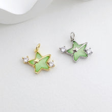 Load image into Gallery viewer, Crystal Tiny Star Charms, Cubic Zirconia Pave, 18K Gold/Silver Plated Star Pendant, Jewelry Findings S1295