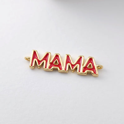 Cubic MAMA Connector, 18K Gold Plated Micro CZ Pave Connector Mom Charm, Necklace Making Findings, Jewelry Finding Gift for Mom S1128