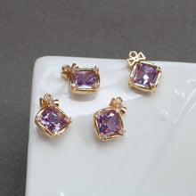 Cargar imagen en el visor de la galería, 10 piezas de dijes de cristal de diamante con forma de lazo, chapados en oro de 14 quilates, 13,5 x 18 mm, accesorios de joyería HL063-F144