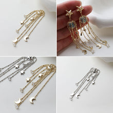 Load image into Gallery viewer, Star and Moon Tassel Pendant with Cap, 14K Gold Plated Earring Chain Pendant, Earring Findings GZ753