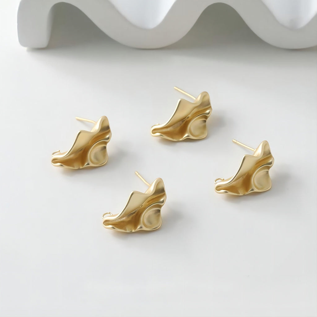 Irregular Ear Post With Loop, S925 Silver Ear Pin Nickel Free Earrings, Gold/Silver Ear Stud, Hypoallergenic Earring Findings GE035