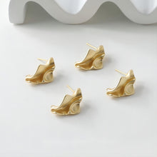 Load image into Gallery viewer, Irregular Ear Post With Loop, S925 Silver Ear Pin Nickel Free Earrings, Gold/Silver Ear Stud, Hypoallergenic Earring Findings GE035