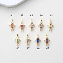 Cargar imagen en el visor de la galería, Colgante de niño, dije de piedra de nacimiento, circonita pavé, dije para mamá e hijo, chapado en oro de 18 quilates, para hacer pulseras y collares, accesorios de joyería S1397