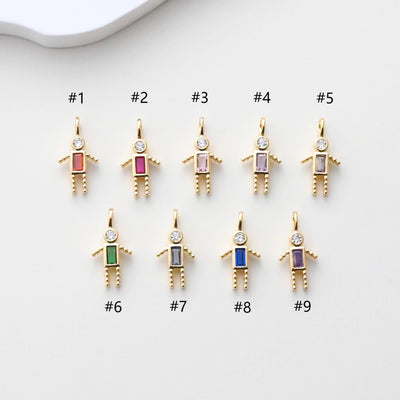 Colgante de niño, dije de piedra de nacimiento, circonita pavé, dije para mamá e hijo, chapado en oro de 18 quilates, para hacer pulseras y collares, accesorios de joyería S1397