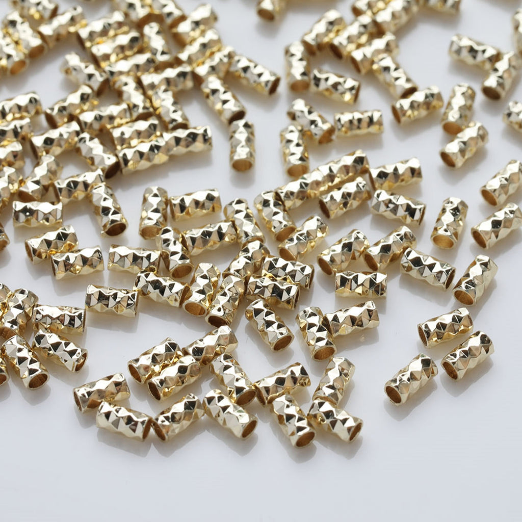 10pcs Tube Beads, Spacer Beads, 14K Gold/Silver Plated, Bracelet Necklace Making Jewelry Finding JG036