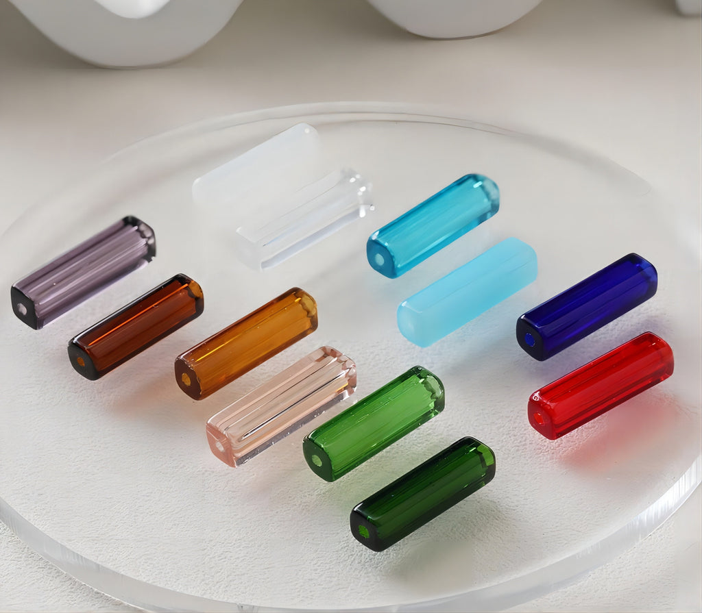 Glass Rectangle Tube Beads, Spacer Beads, 20x6mm, Crystal Glass Loose Beads for Jewelry Making, DIY Beads Finding GZ027