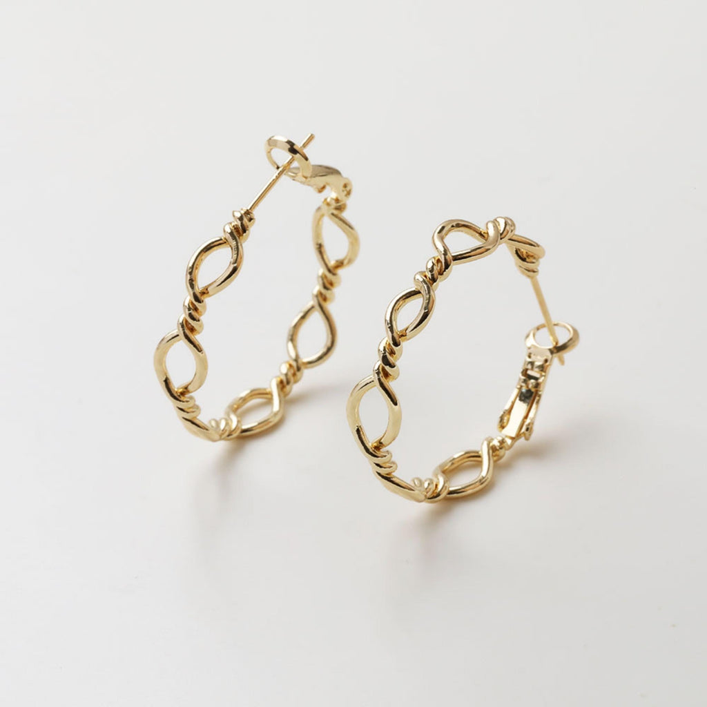 Twisted Hoop Earrings, 14K Gold/Silver Plated Brass, 30mm, Nickel Free Earrings, Shiny Gold Hoop Ear Stud GZ727
